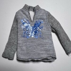 Vtg Fashion Doll Y2K-Style Ribbed Pullover Sweater Butterfly